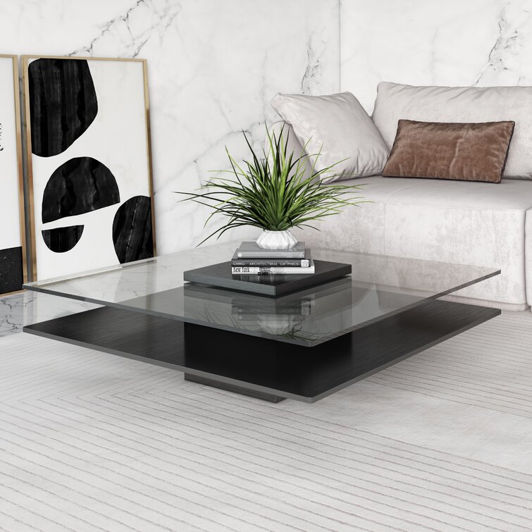 White Glass Coffee Table With Storage - Ofcasa White High Gloss Coffee